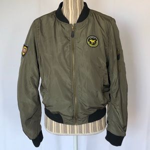 Ambiance Olive Bomber Jacket with Patches